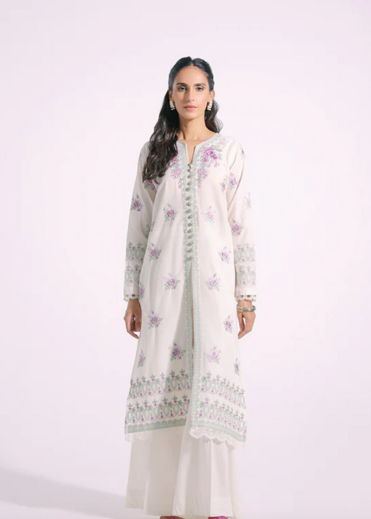 White embroidered lawn suit