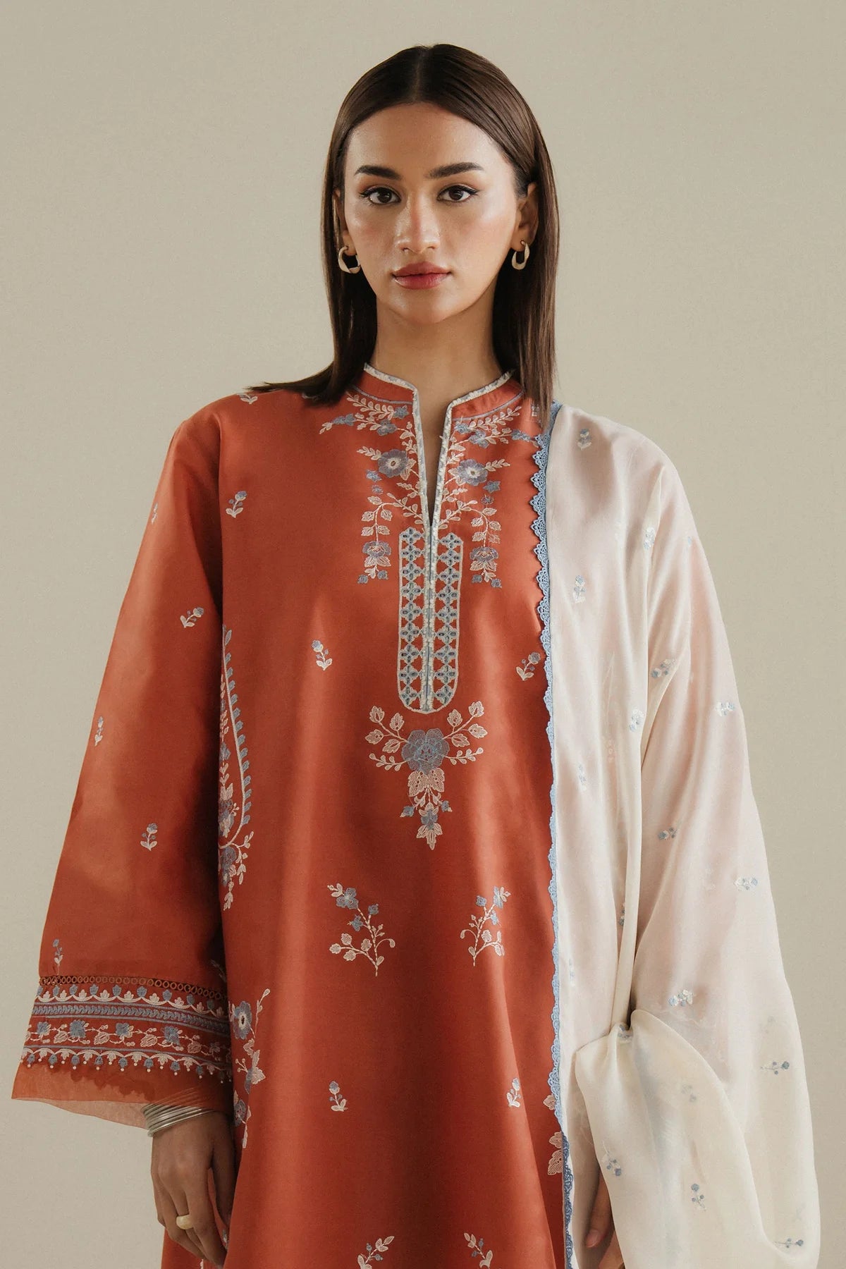 Embroidered Cambric Suit