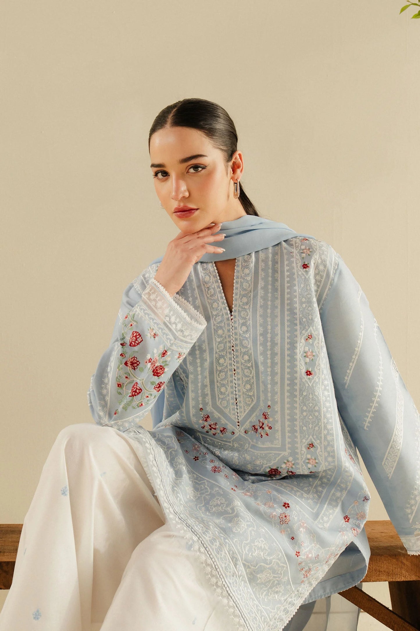 Embroidered Cambric Suit