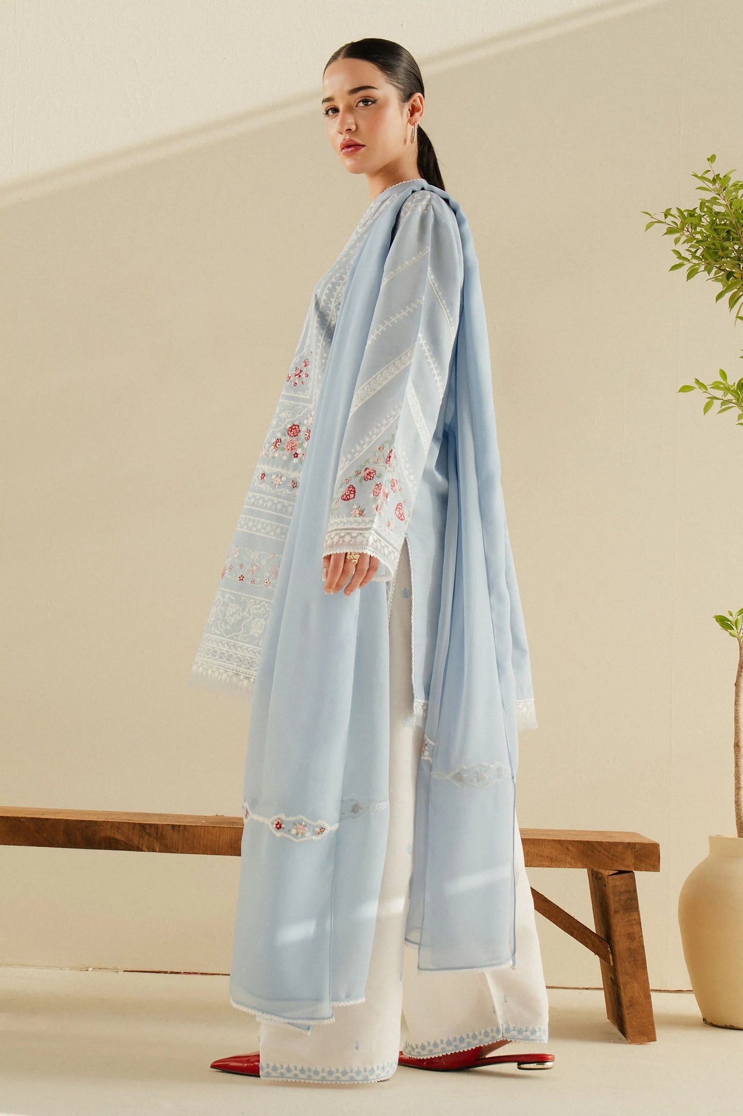 Embroidered Cambric Suit