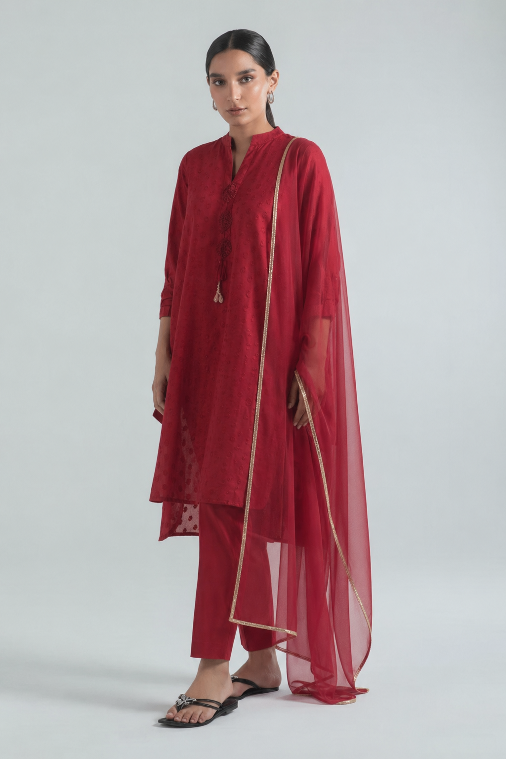 Red Jacquard Suit