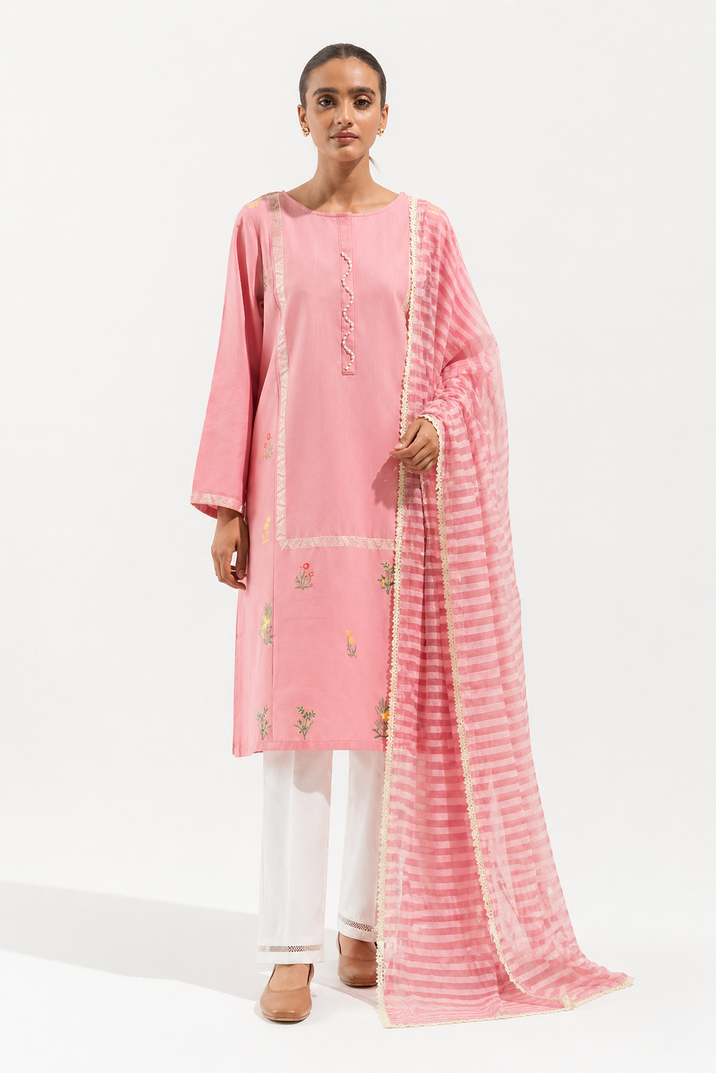 Embroidered Shirt with Dupatta