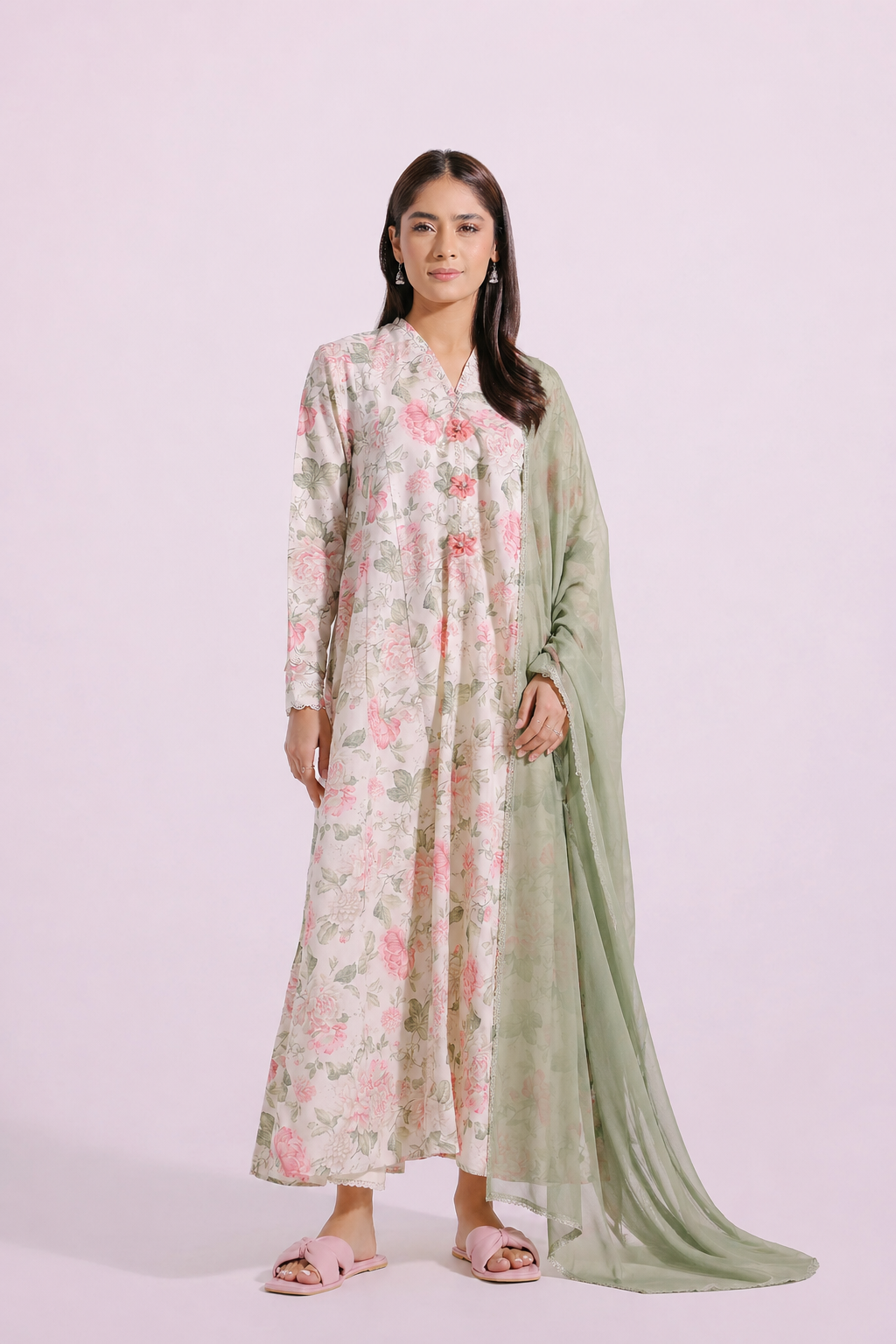 Printed yarn dyed frock