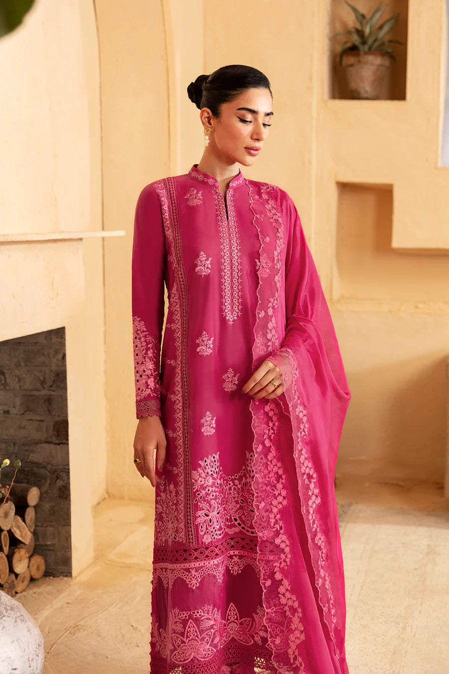 Pink Cambric Cotton Suit