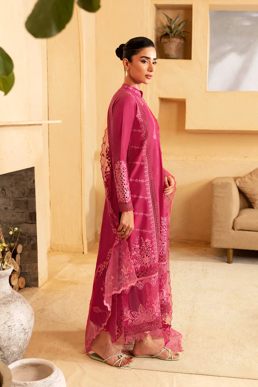 Pink Cambric Cotton Suit