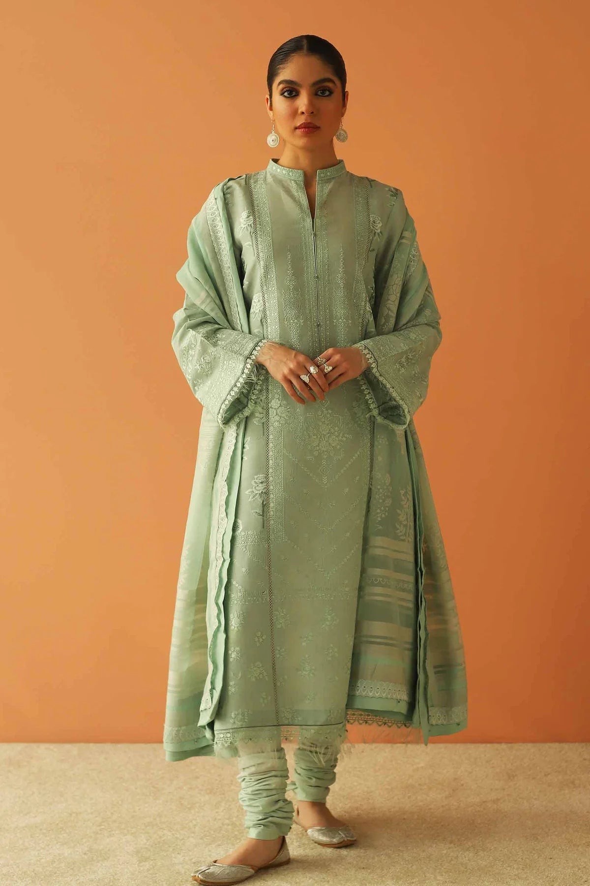 Light Blue Embroidered Suit