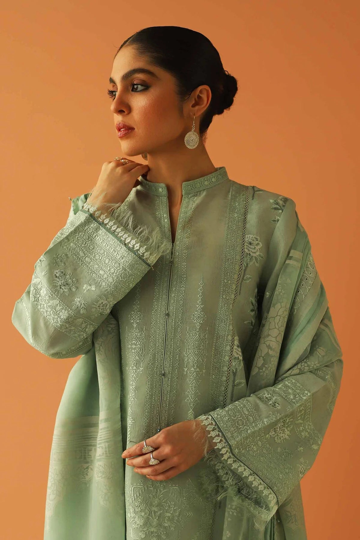 Light Blue Embroidered Suit