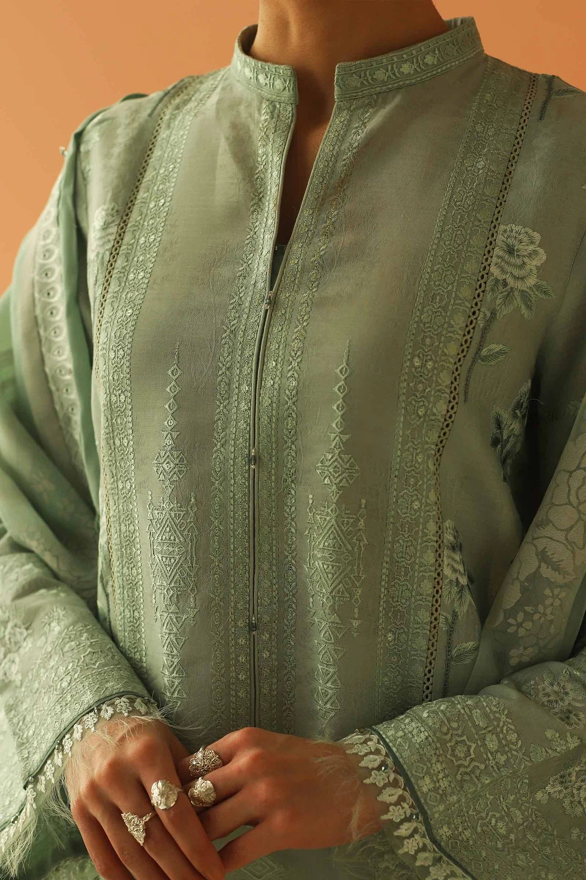 Light Blue Embroidered Suit