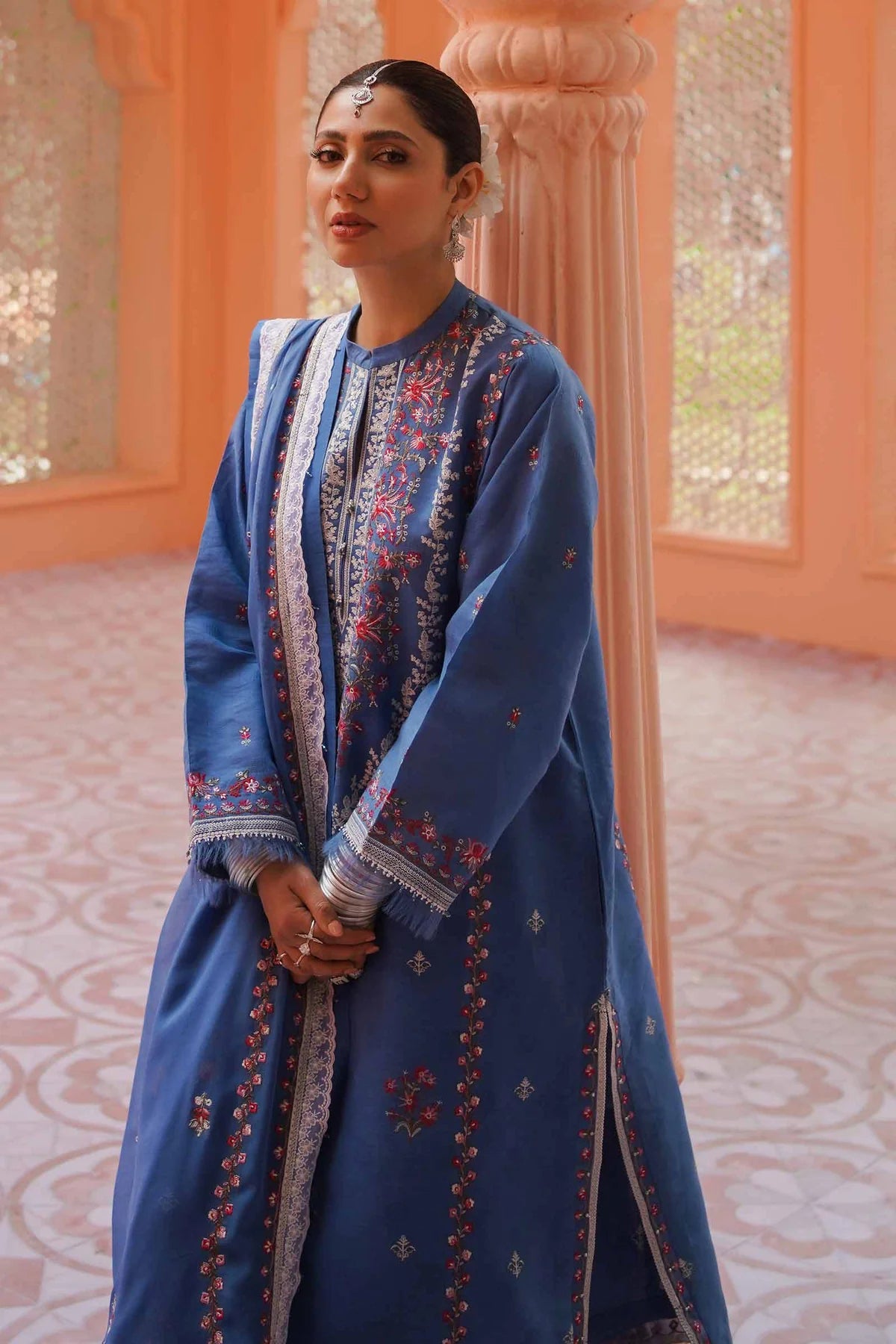 Blue Embroidered Suit