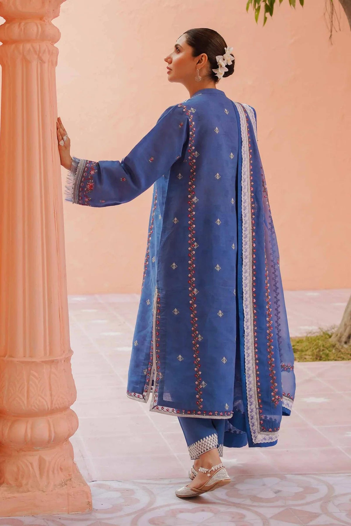 Blue Embroidered Suit