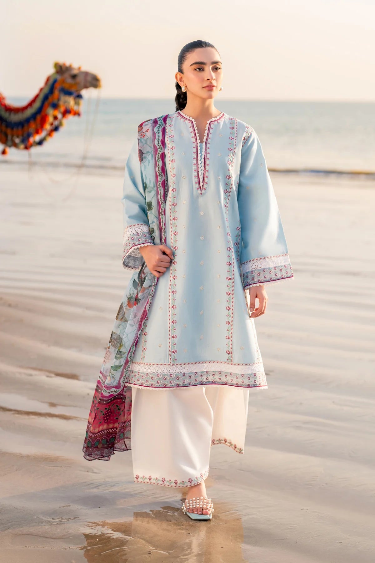 Blue Embroidered Lawn Suit