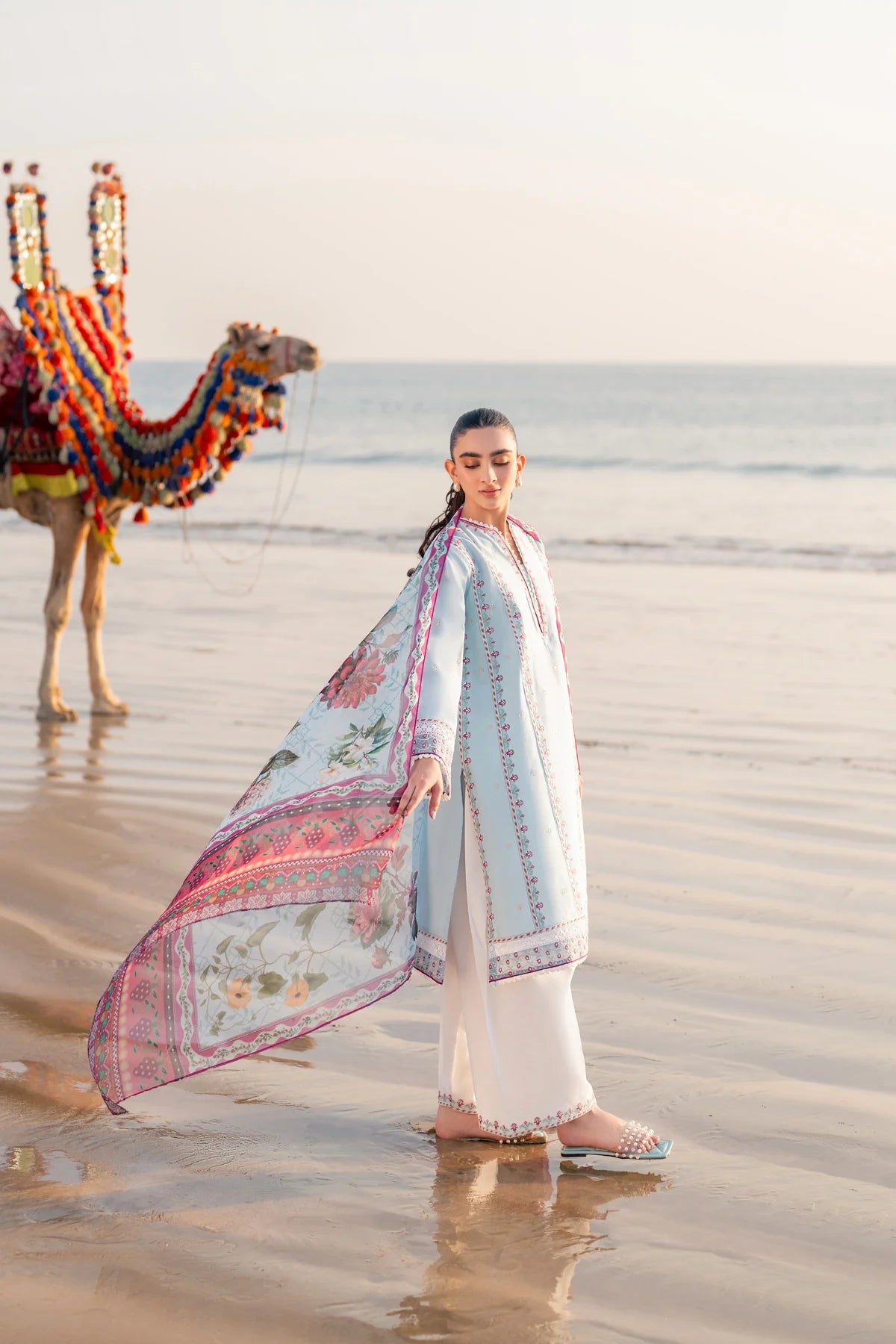 Blue Embroidered Lawn Suit