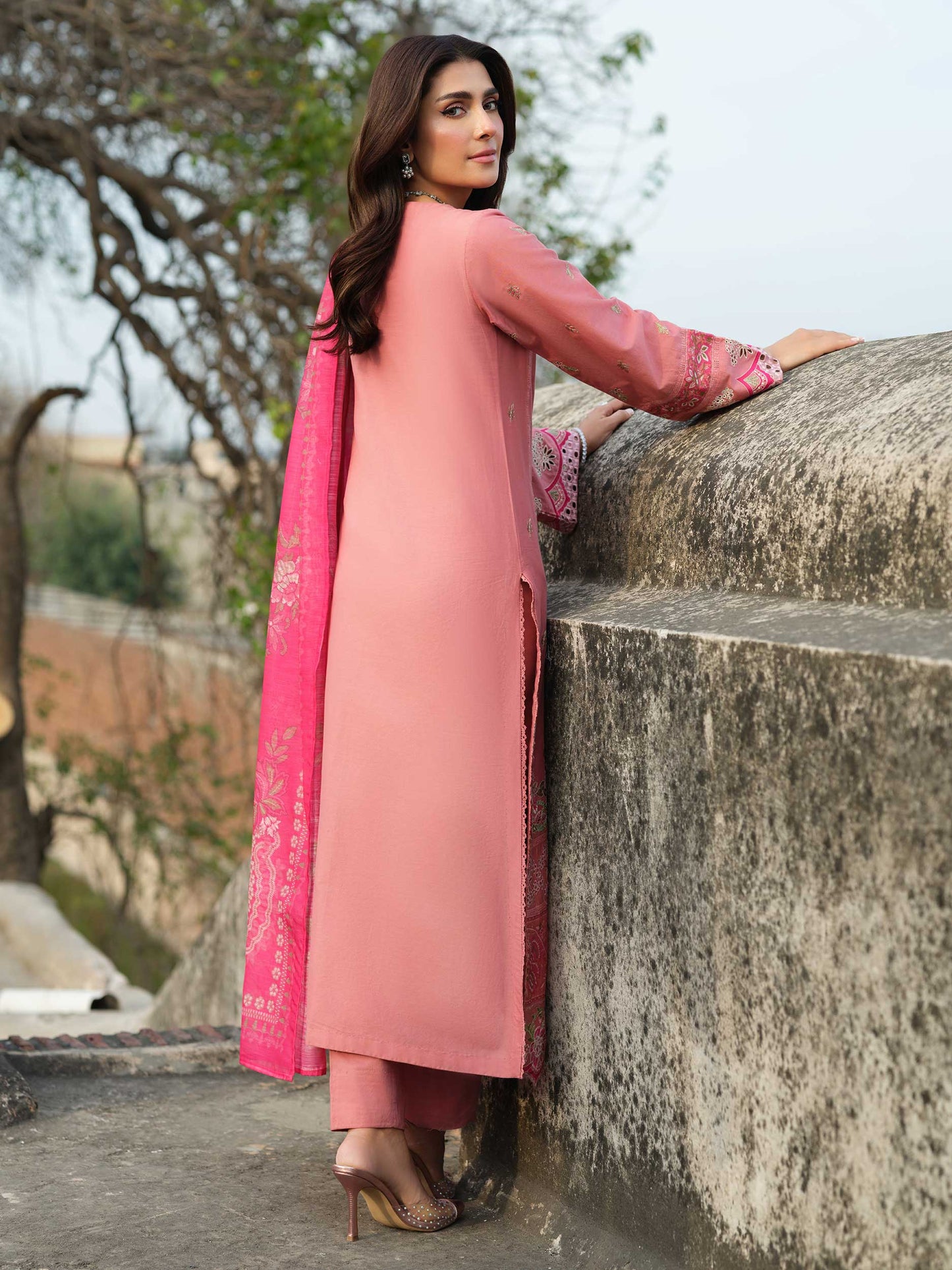 Pink Embroidered Lawn Suit