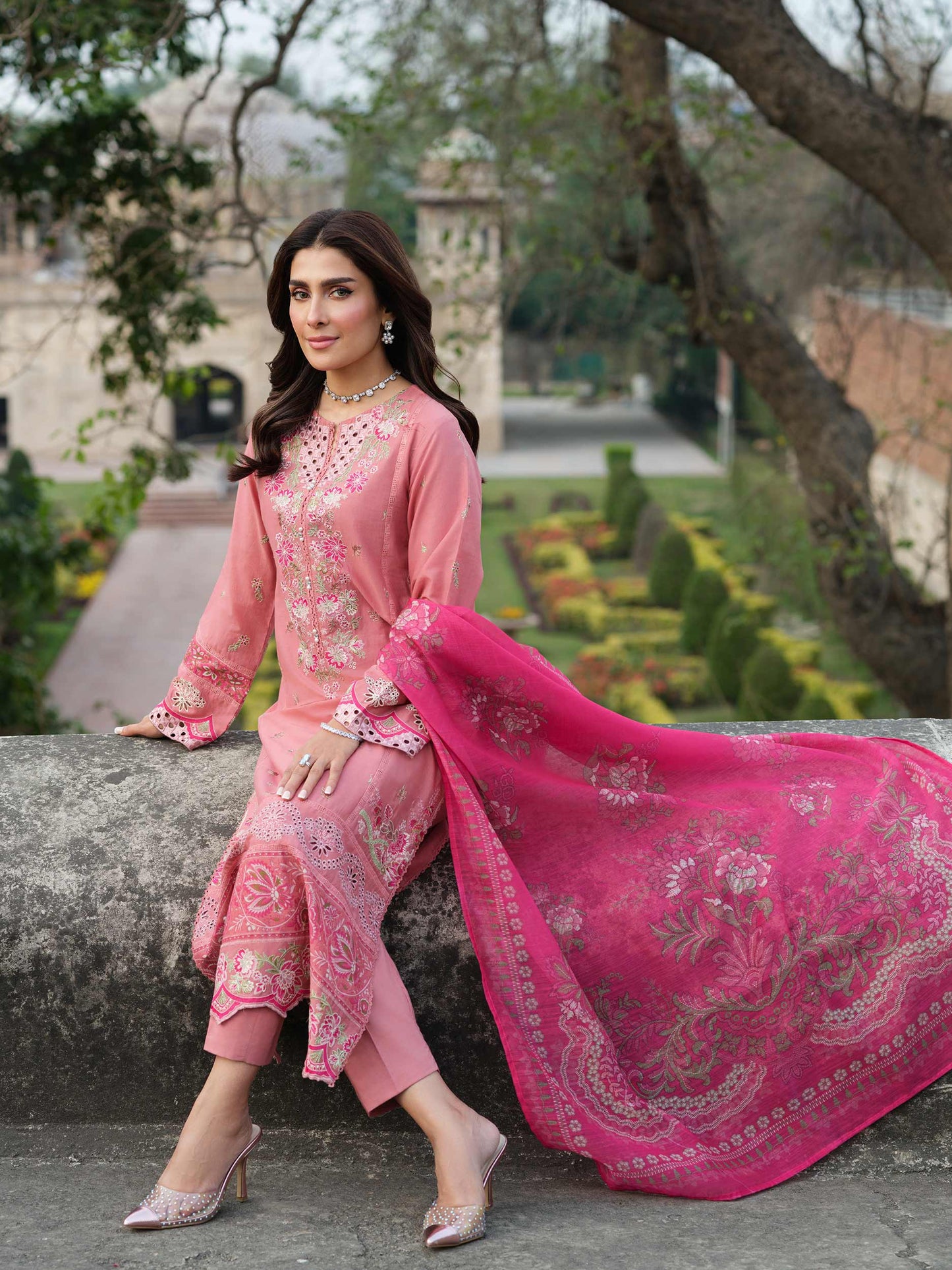 Pink Embroidered Lawn Suit