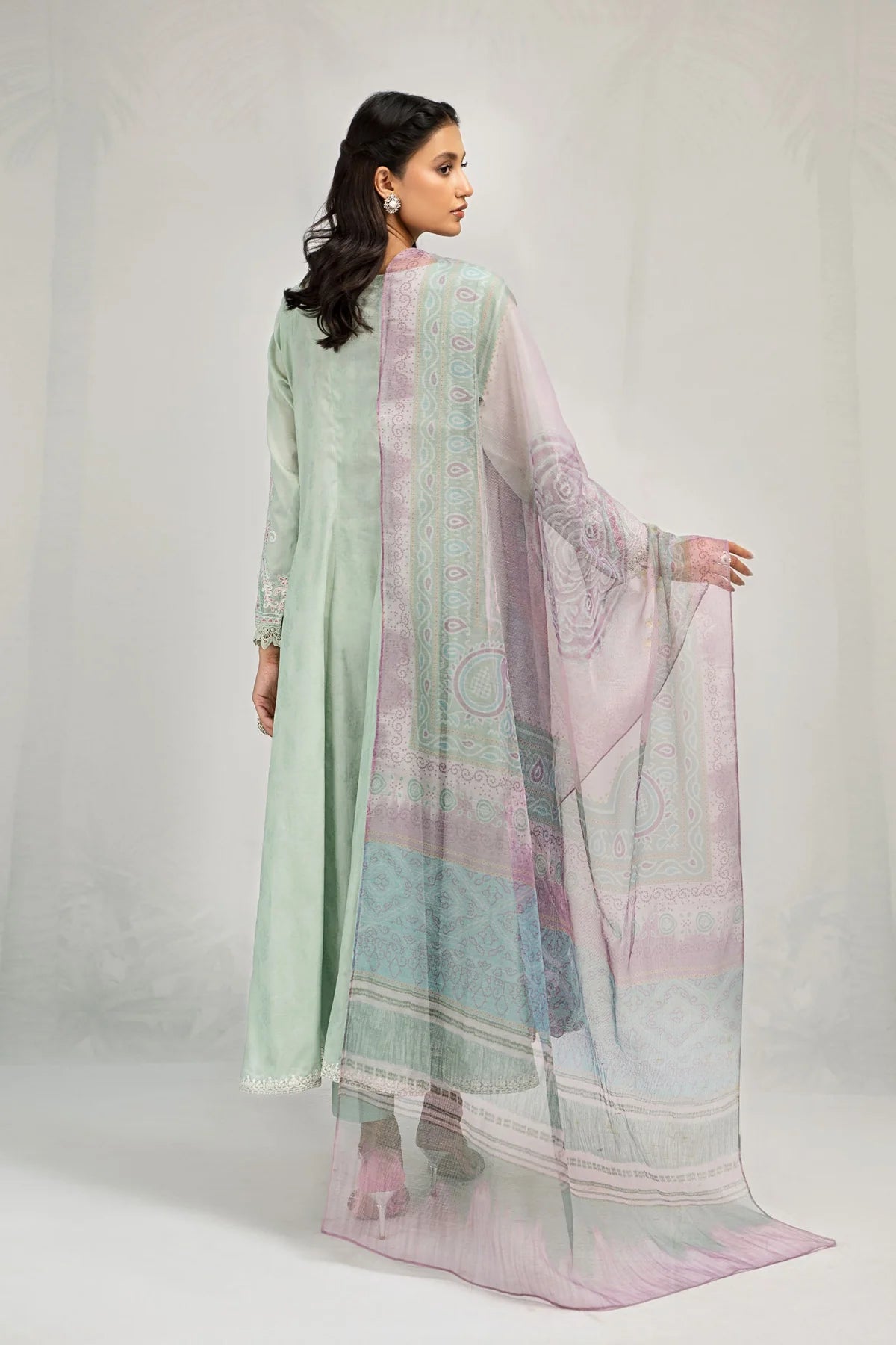Green embroidered lawn suit