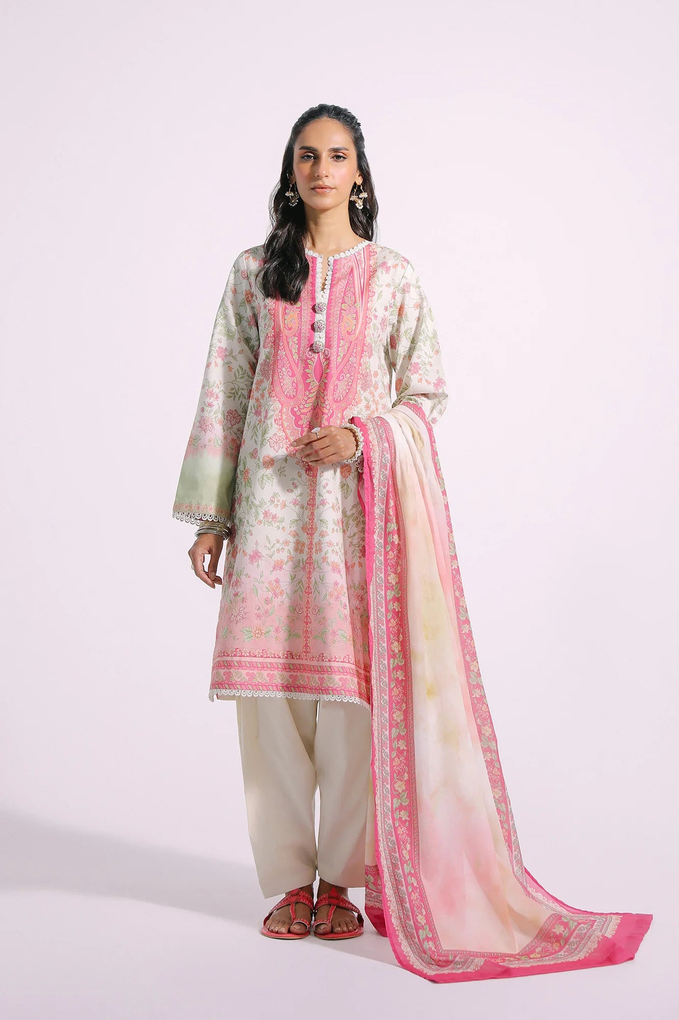 Pink Printed Lawn Suit