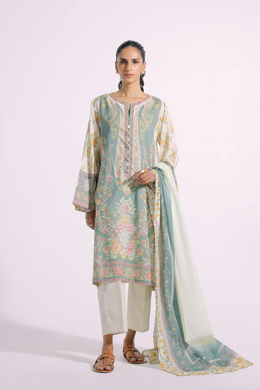 Green Printed Lawn Suit