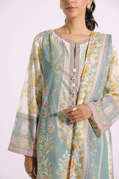 Green Printed Lawn Suit