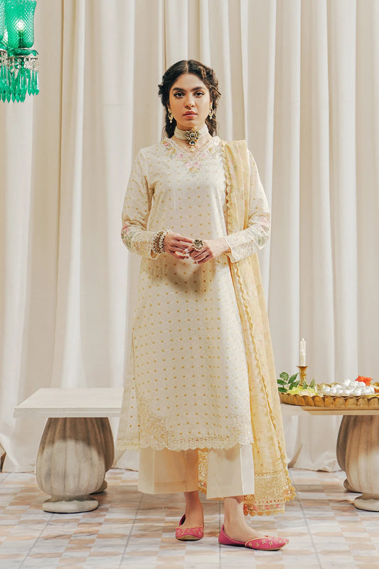 Creme embroidered lawn suit
