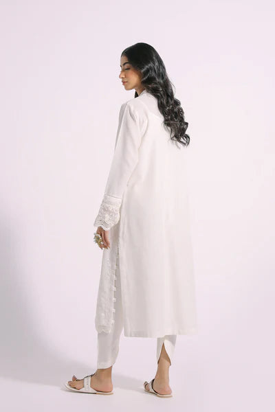 Off-white embroidered cotton linen shirt