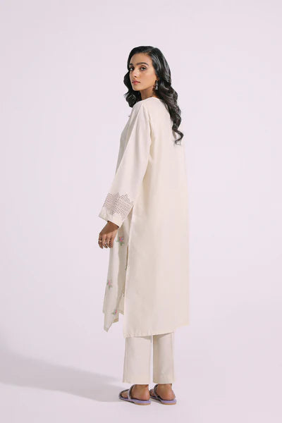 Creme embroidered dobby suit