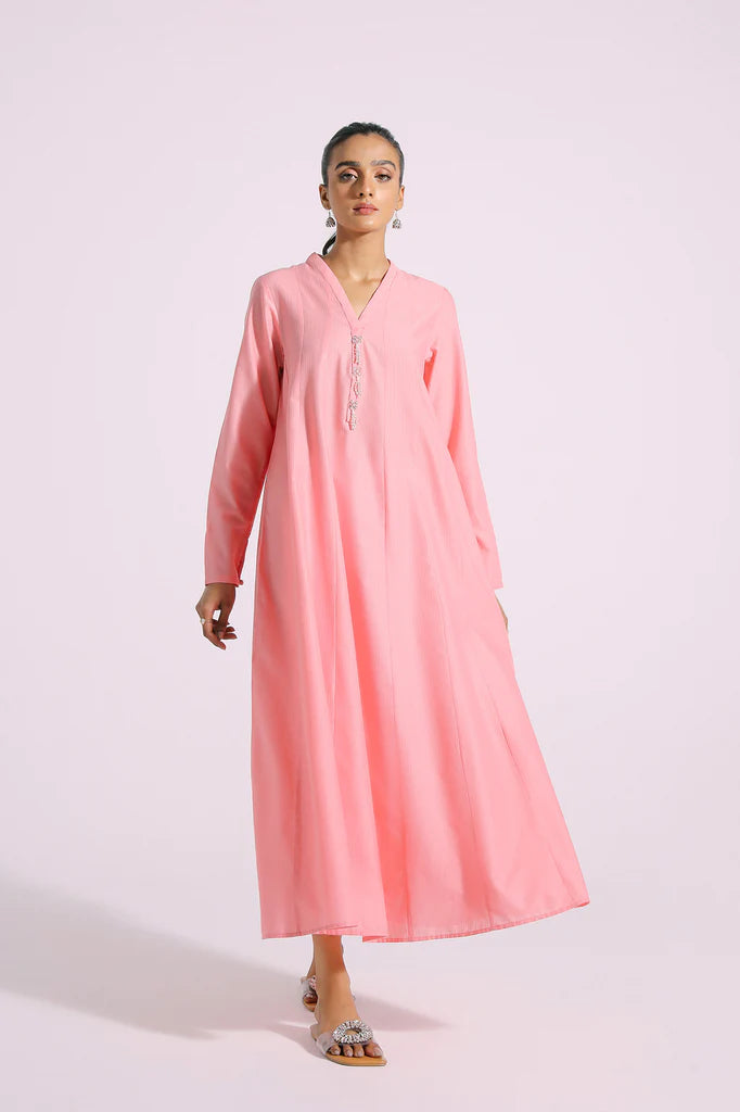 Pink yarn dyed frock