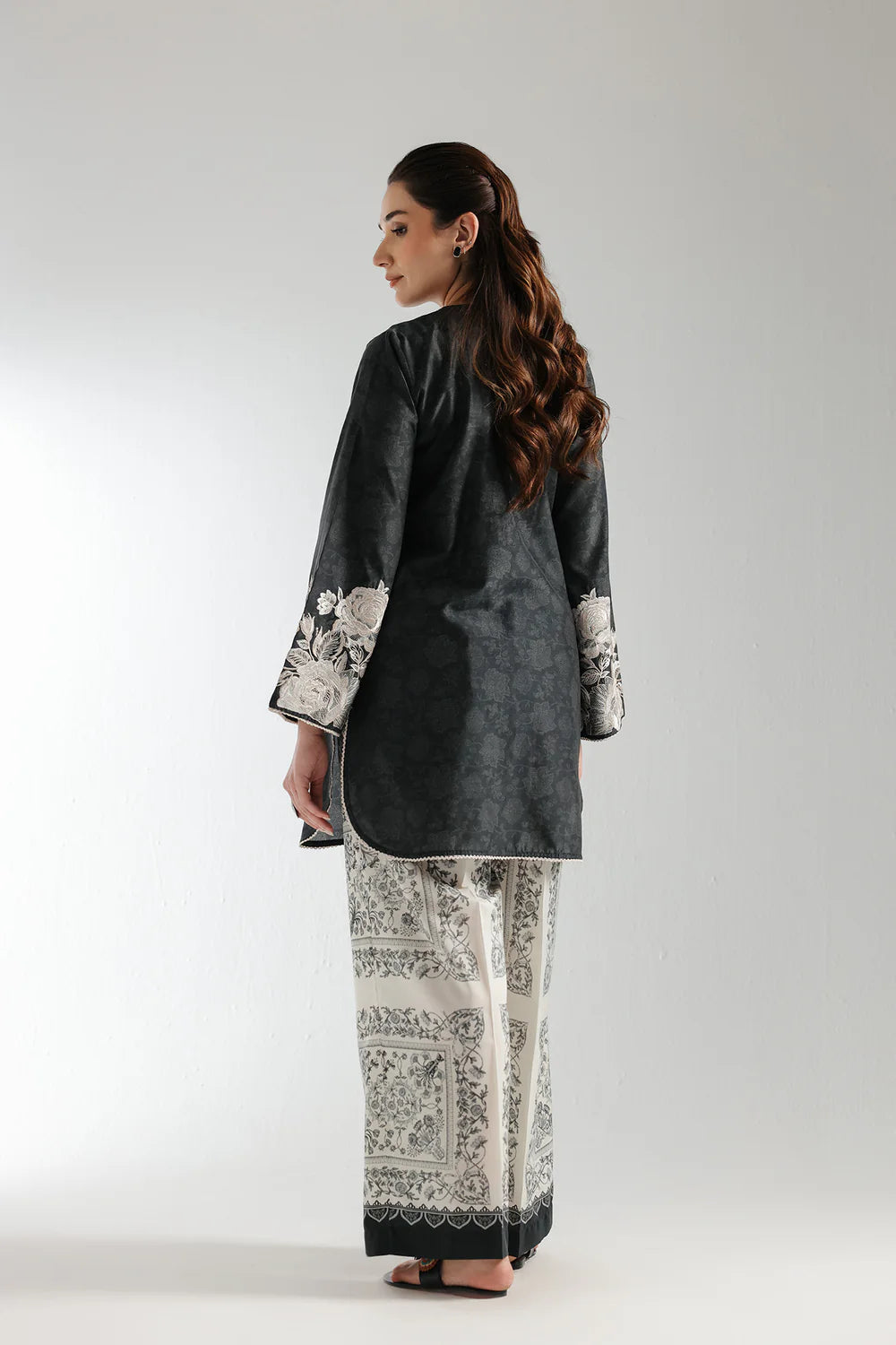 Black embroidered lawn suit