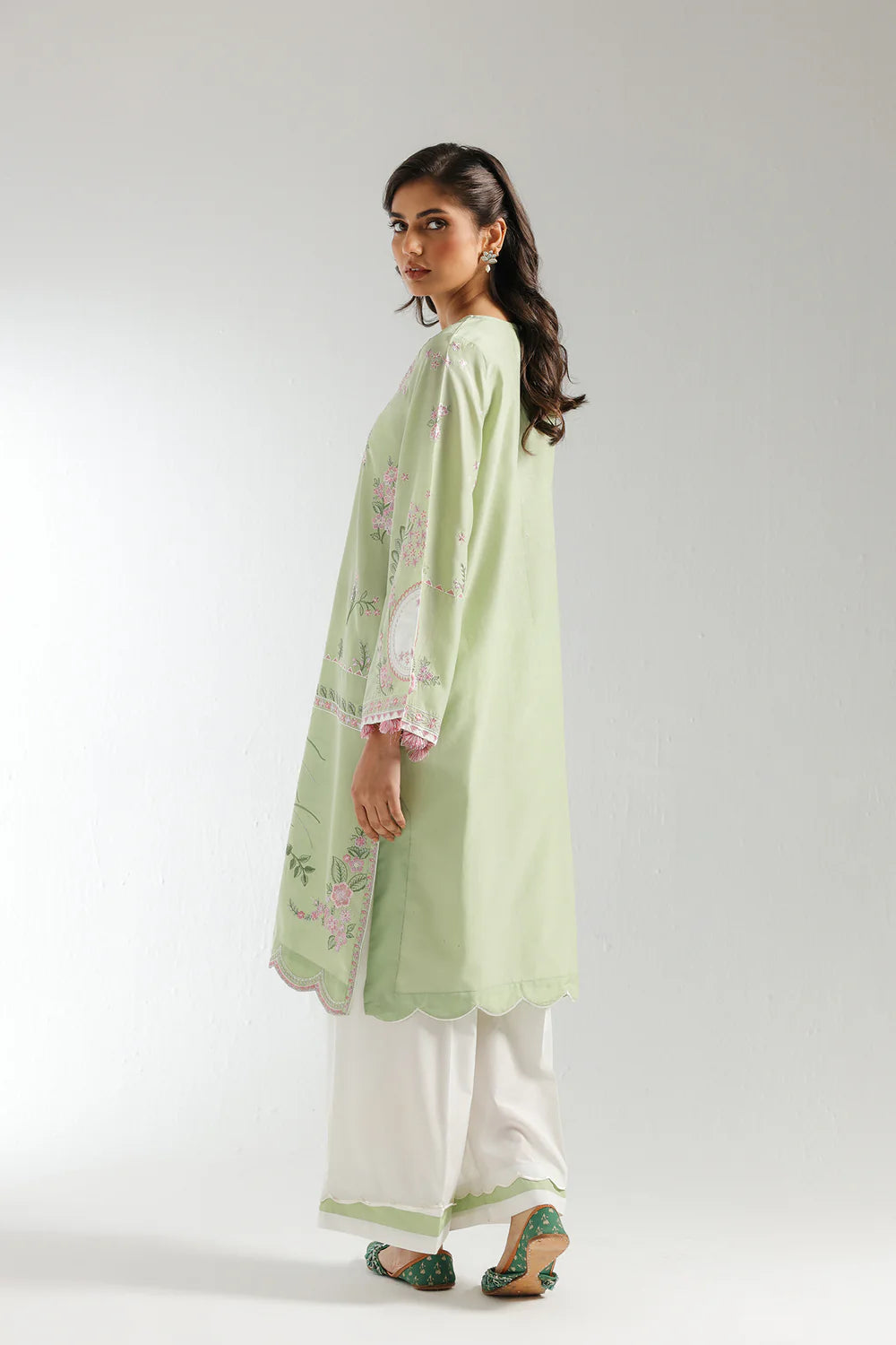 Apple green embroidered suit