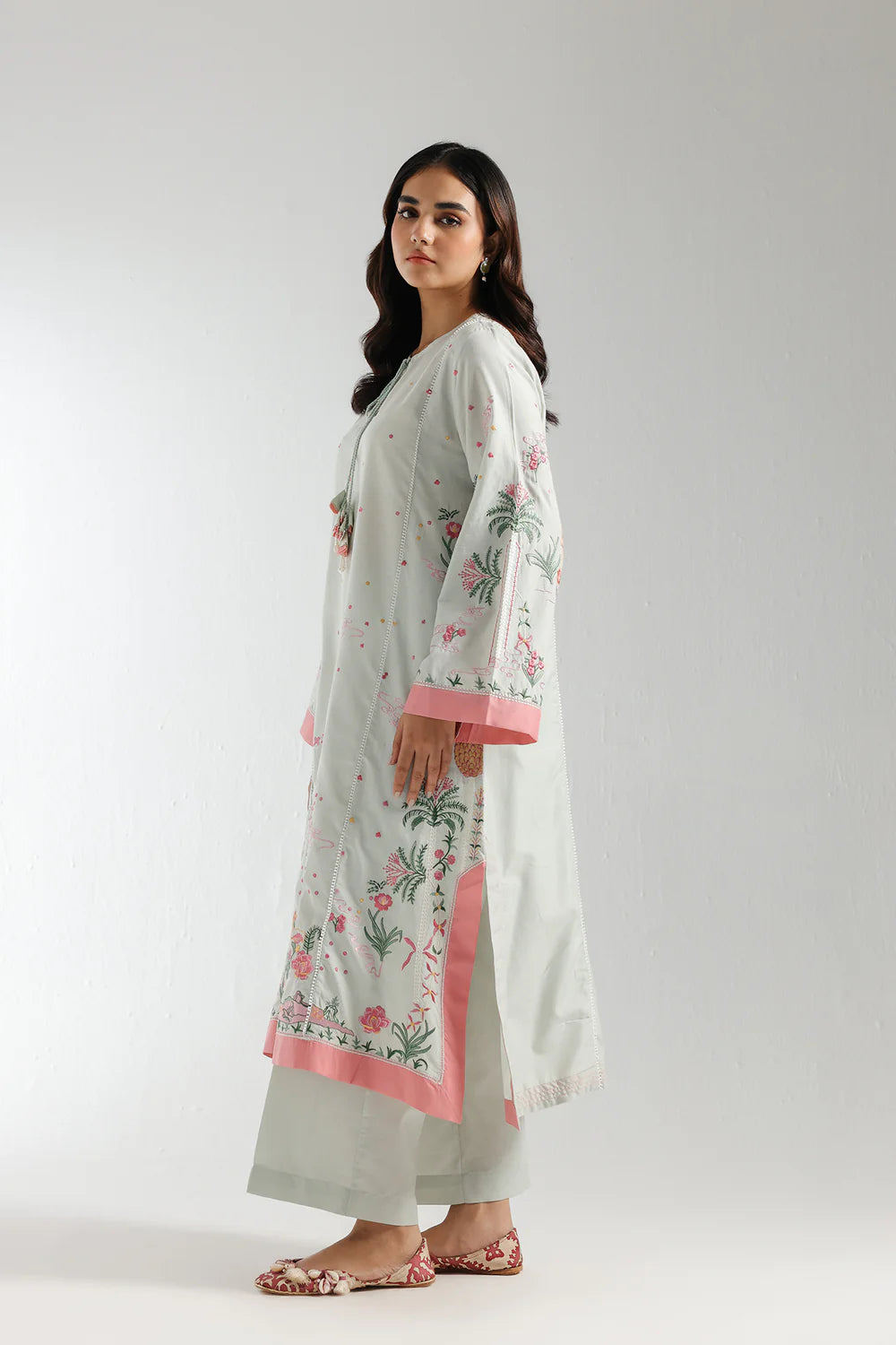 Pastel green embroidered suit