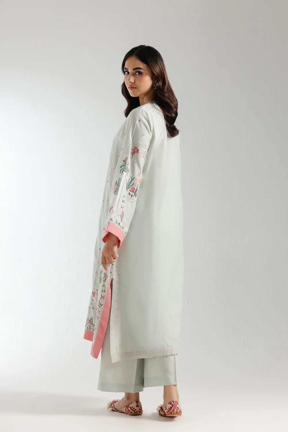 Pastel green embroidered suit