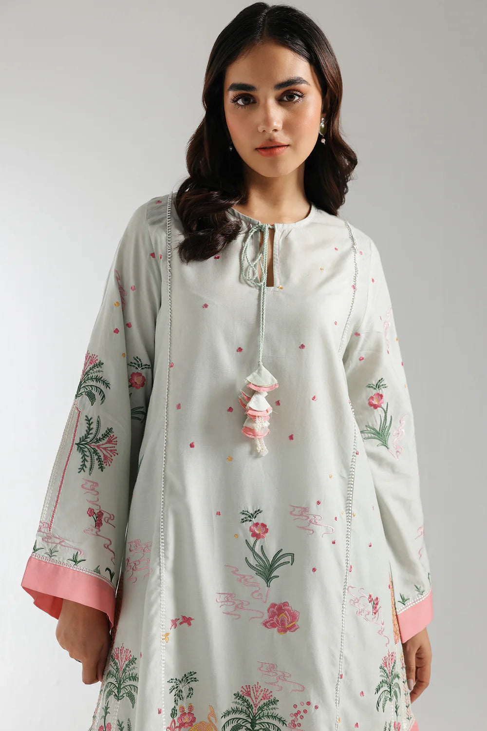 Pastel green embroidered suit