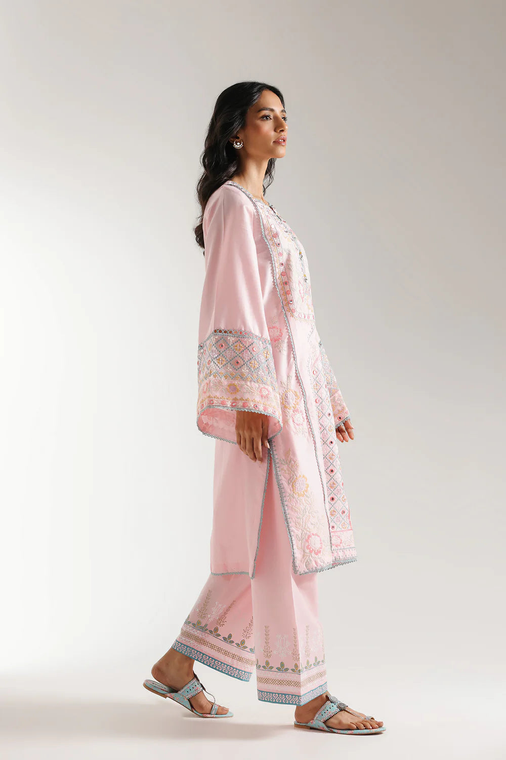 Pink embroidered lawn suit