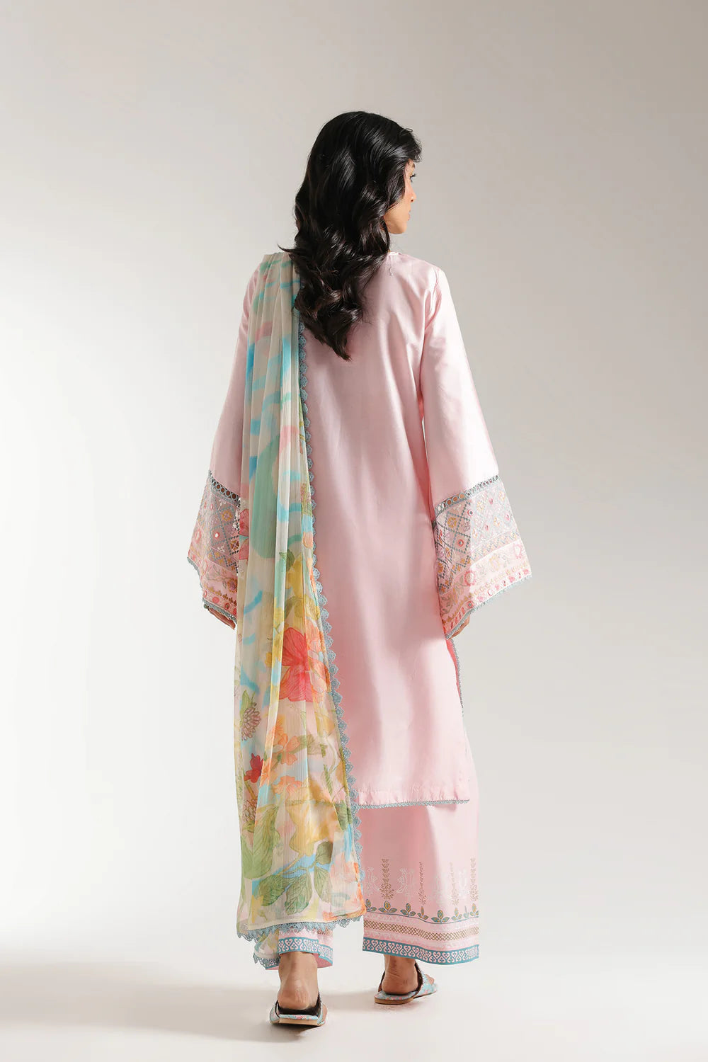 Pink embroidered lawn suit