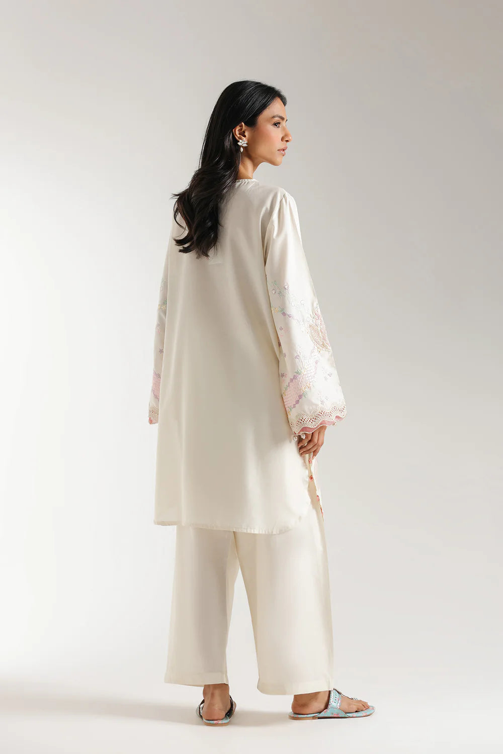 Off white embroidered lawn suit