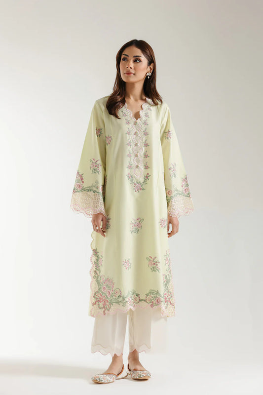 Lemon embroidered lawn suit