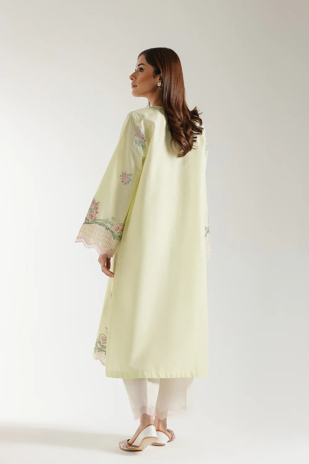 Lemon embroidered lawn suit