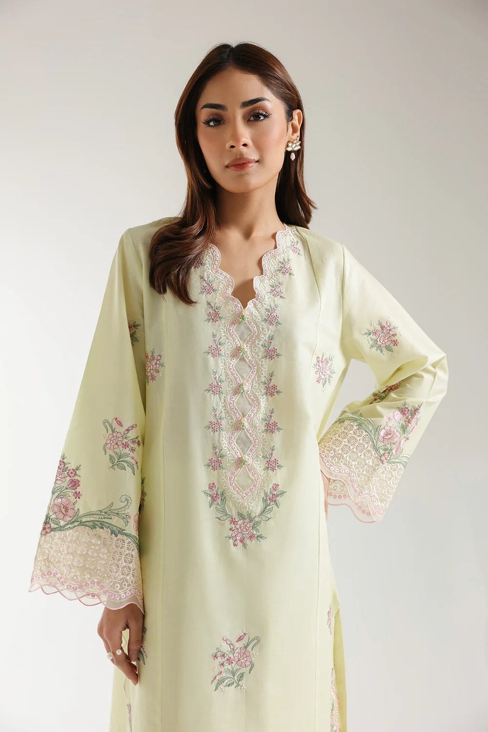 Lemon embroidered lawn suit
