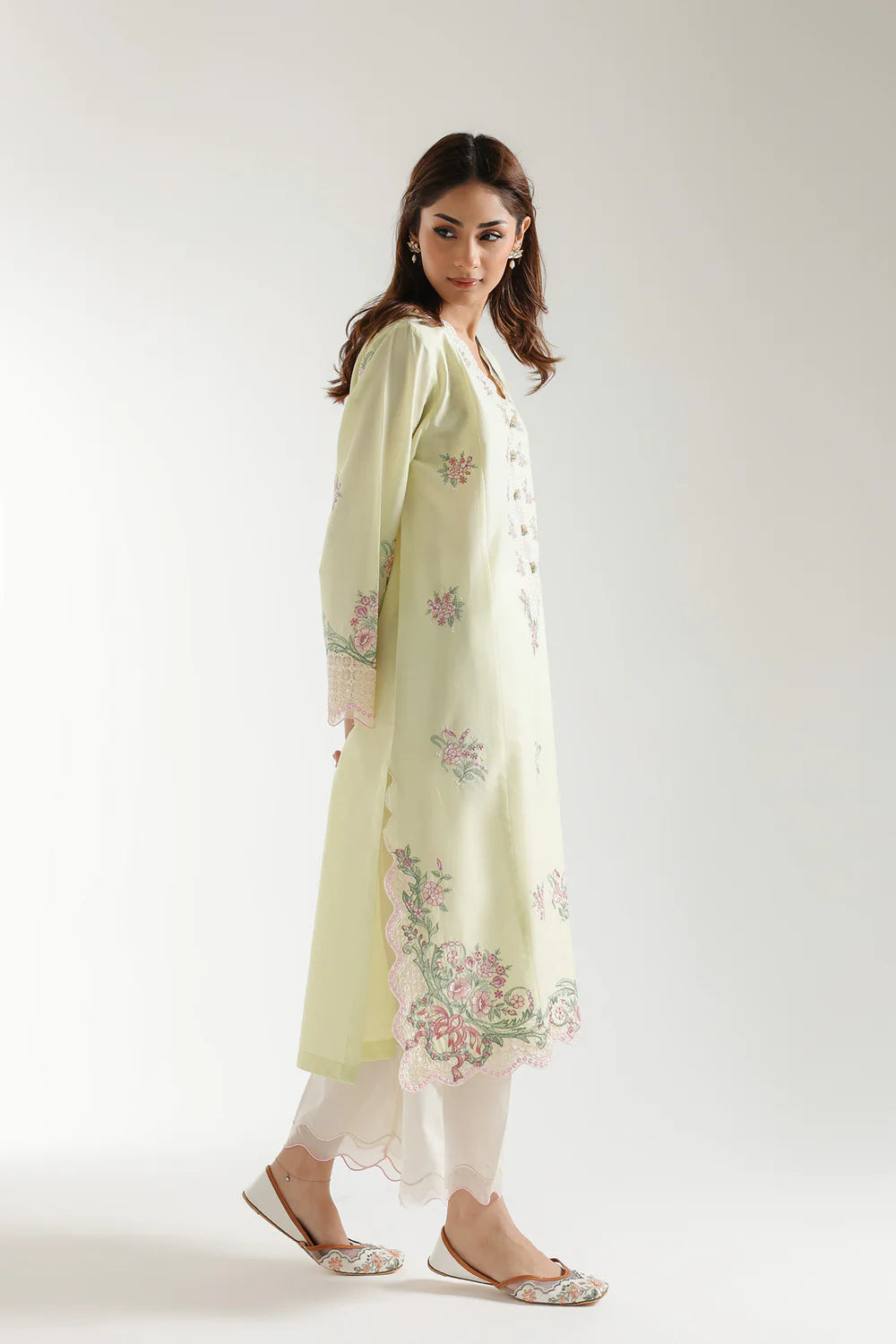 Lemon embroidered lawn suit