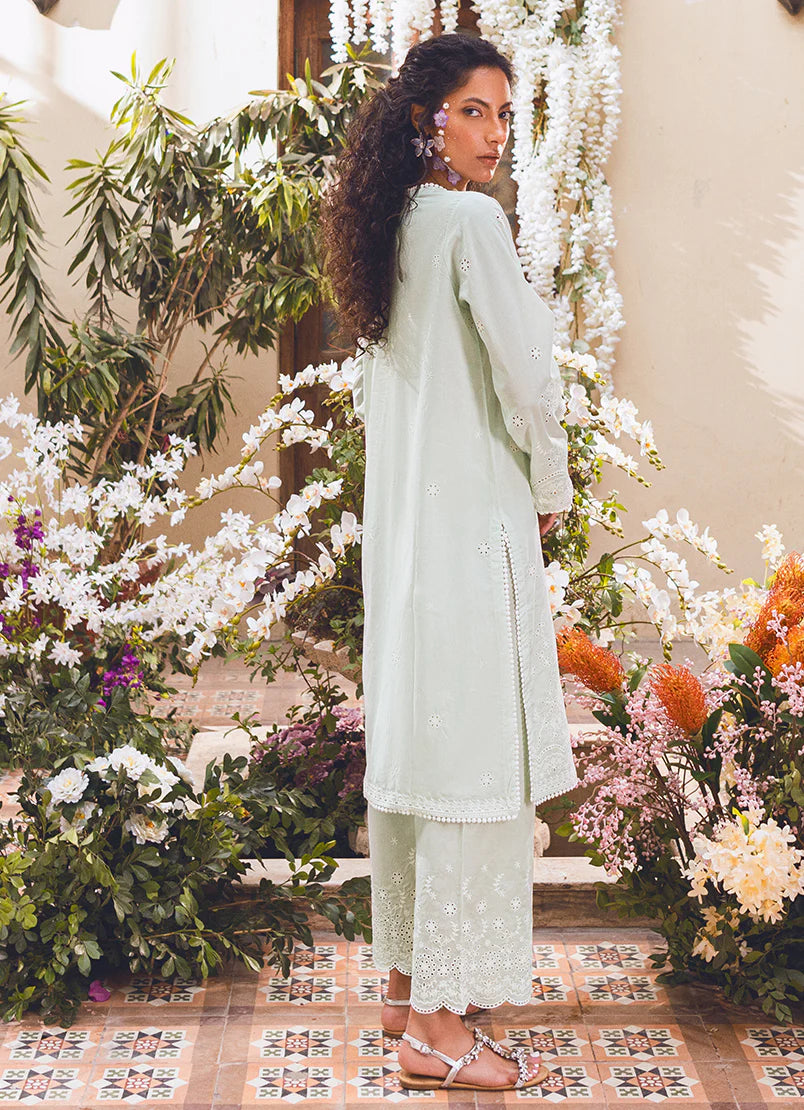 Ice green embroidered co-ord suit
