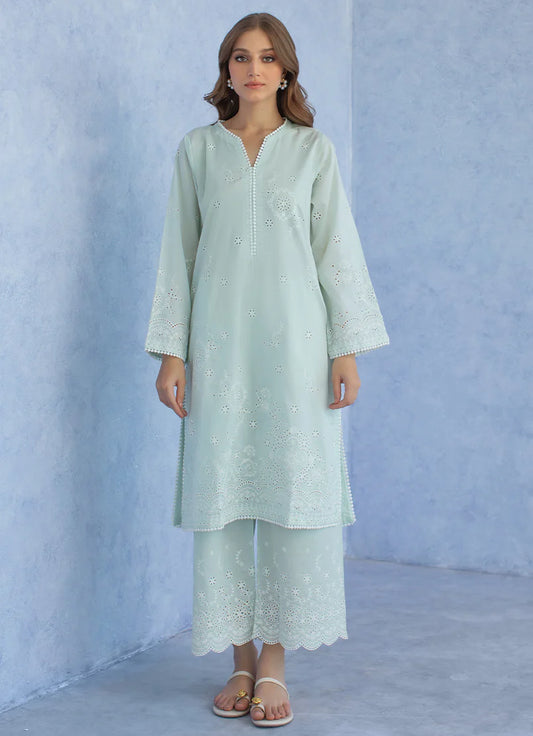 Ice green embroidered co-ord suit
