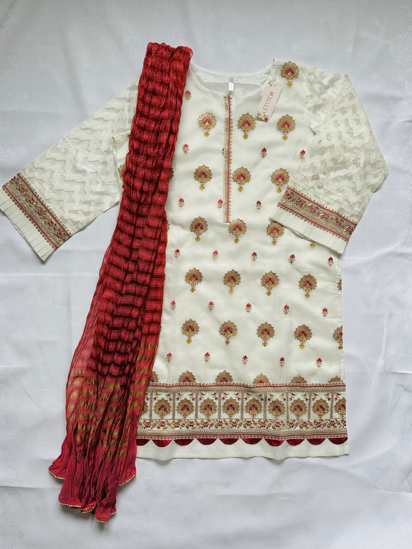 White Embroidered Organza Shirt