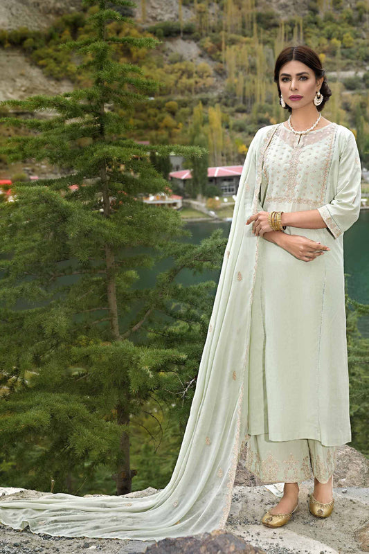 Apple green embroidered suit