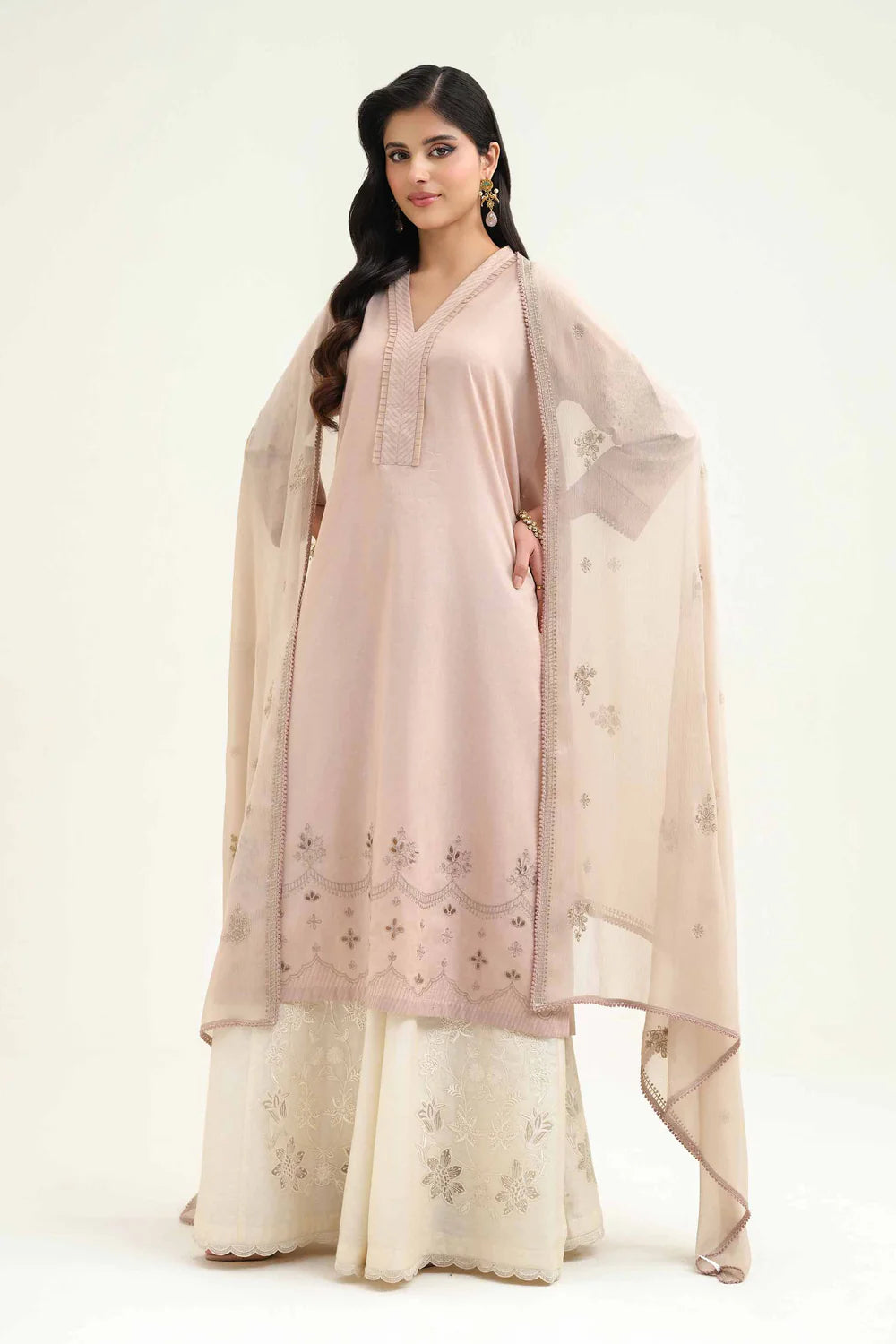 Mauve embroidered cambric suit