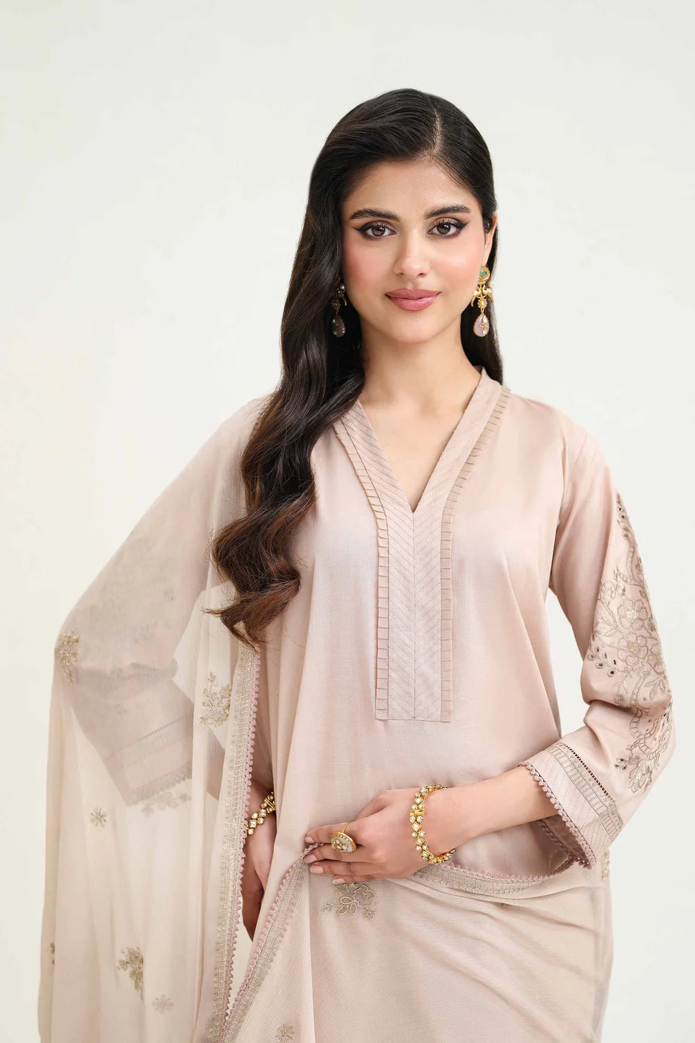Mauve embroidered cambric suit