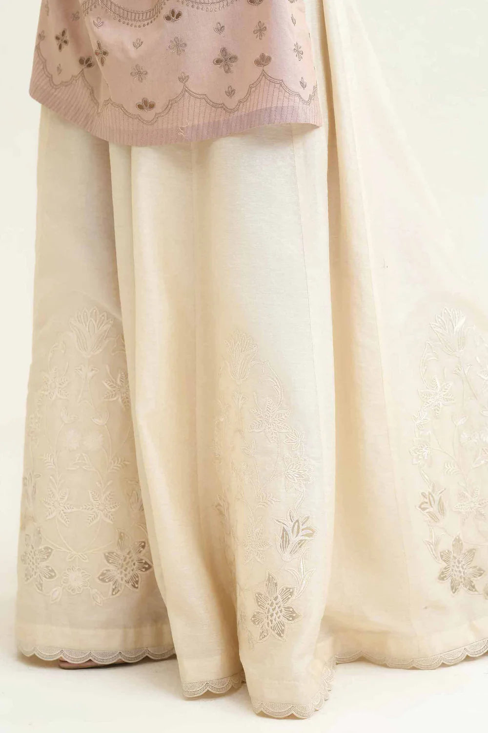 Mauve embroidered cambric suit