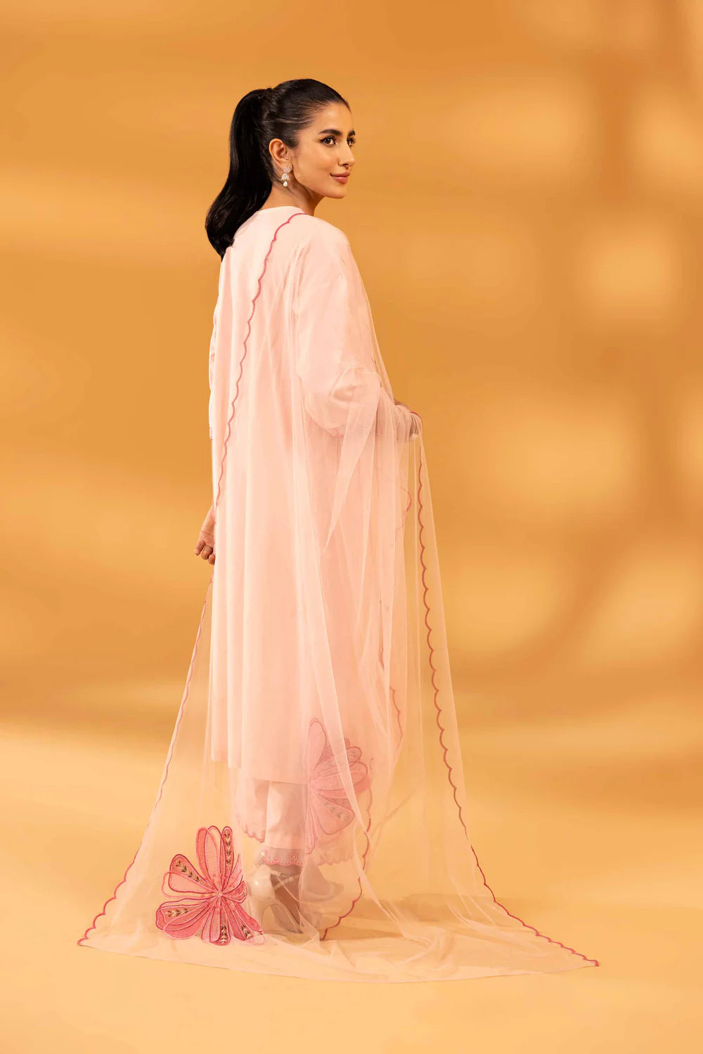 Pink embroidered lawn suit