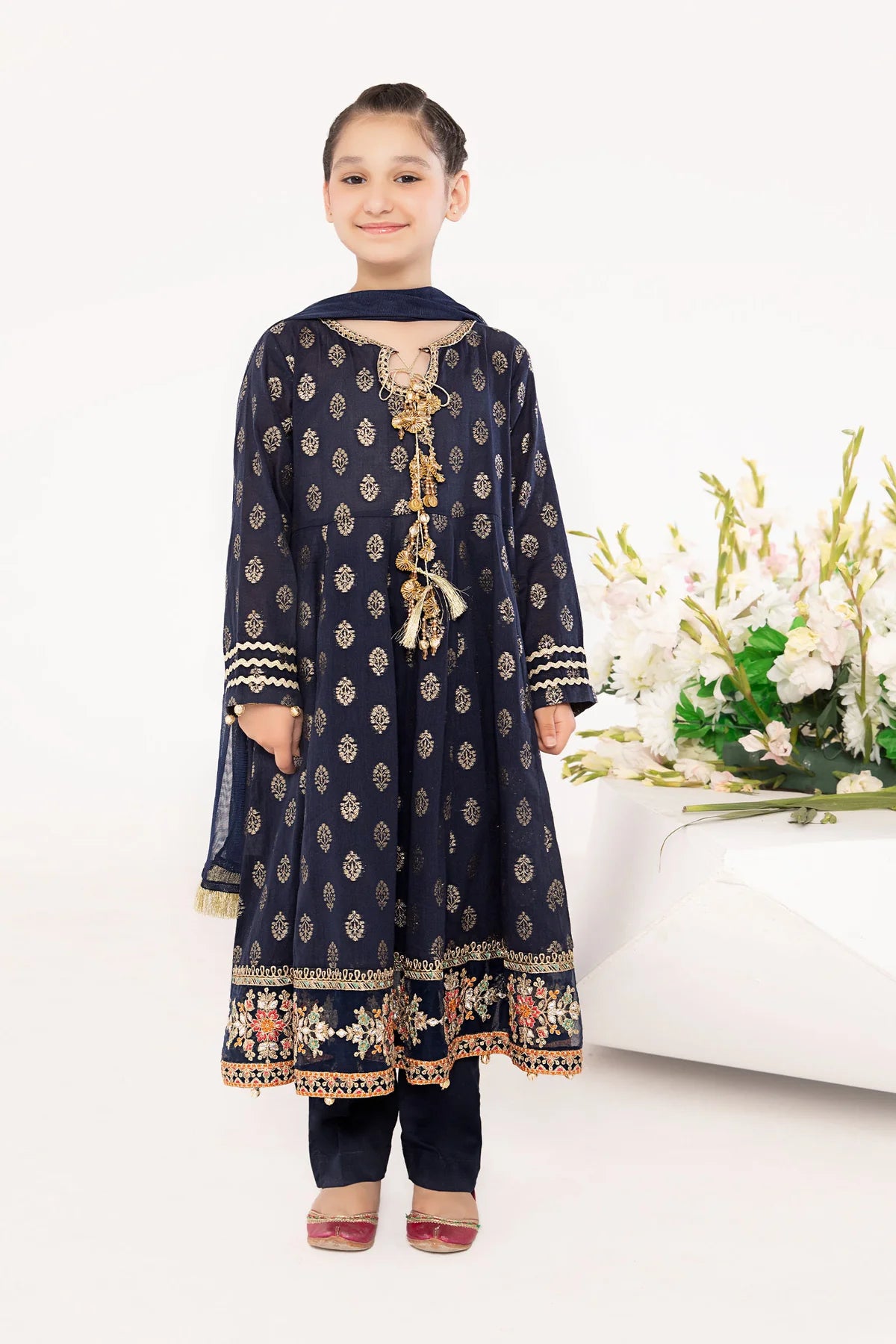 Blue Jacquard Frock