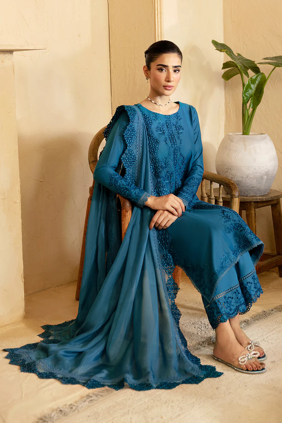 Marine Blue Cambric Cotton Suit