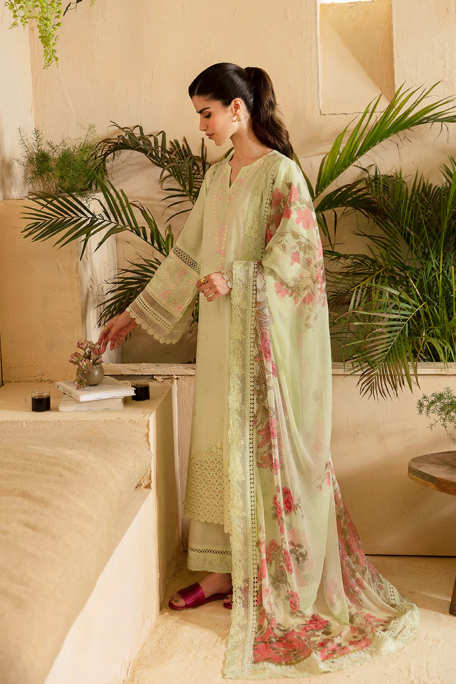 Light Green Cambric Cotton Suit