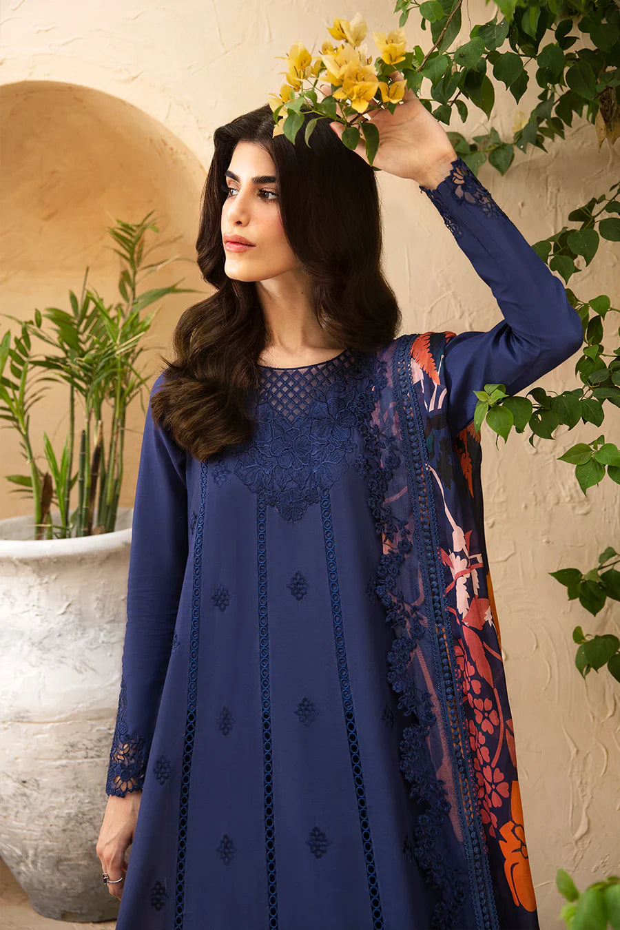 Navy Blue Cambric Cotton Suit